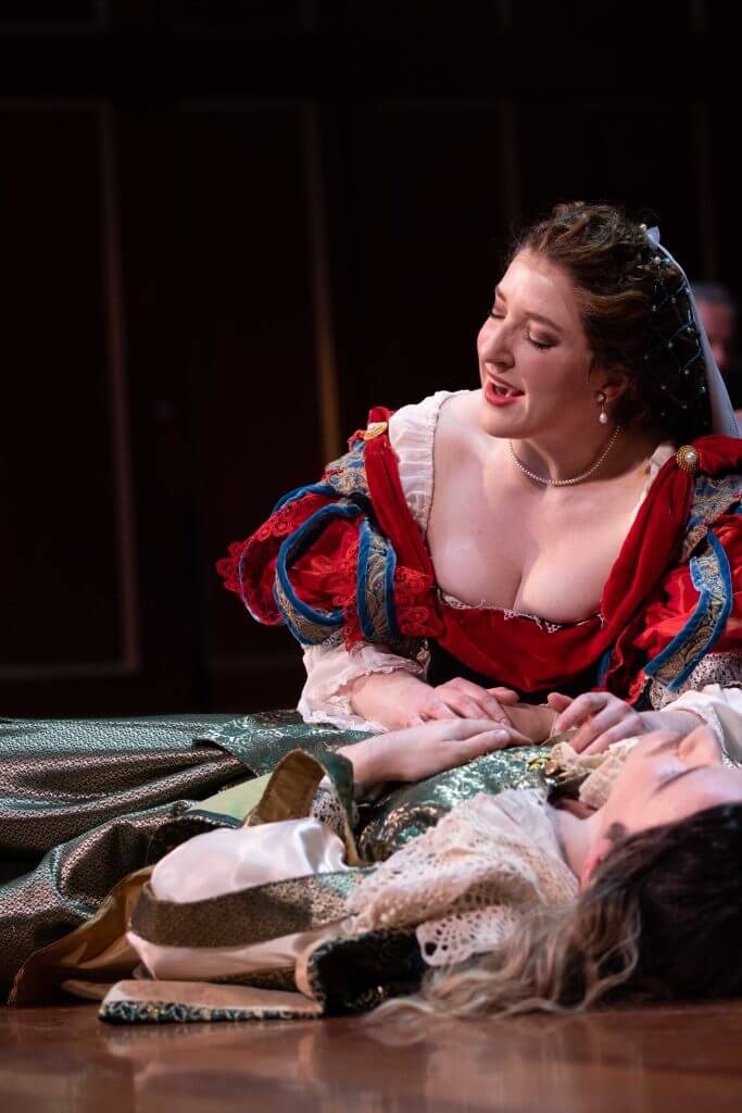 2025_Stellidaura72_02 Hannah De Priest (Stellidaura) and Richard Pittsinger (Armidoro) in Stellidaura’s Revenge by Francesco Provenzale (2025) Photo by Kathy Wittman